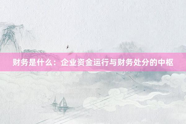 财务是什么：企业资金运行与财务处分的中枢